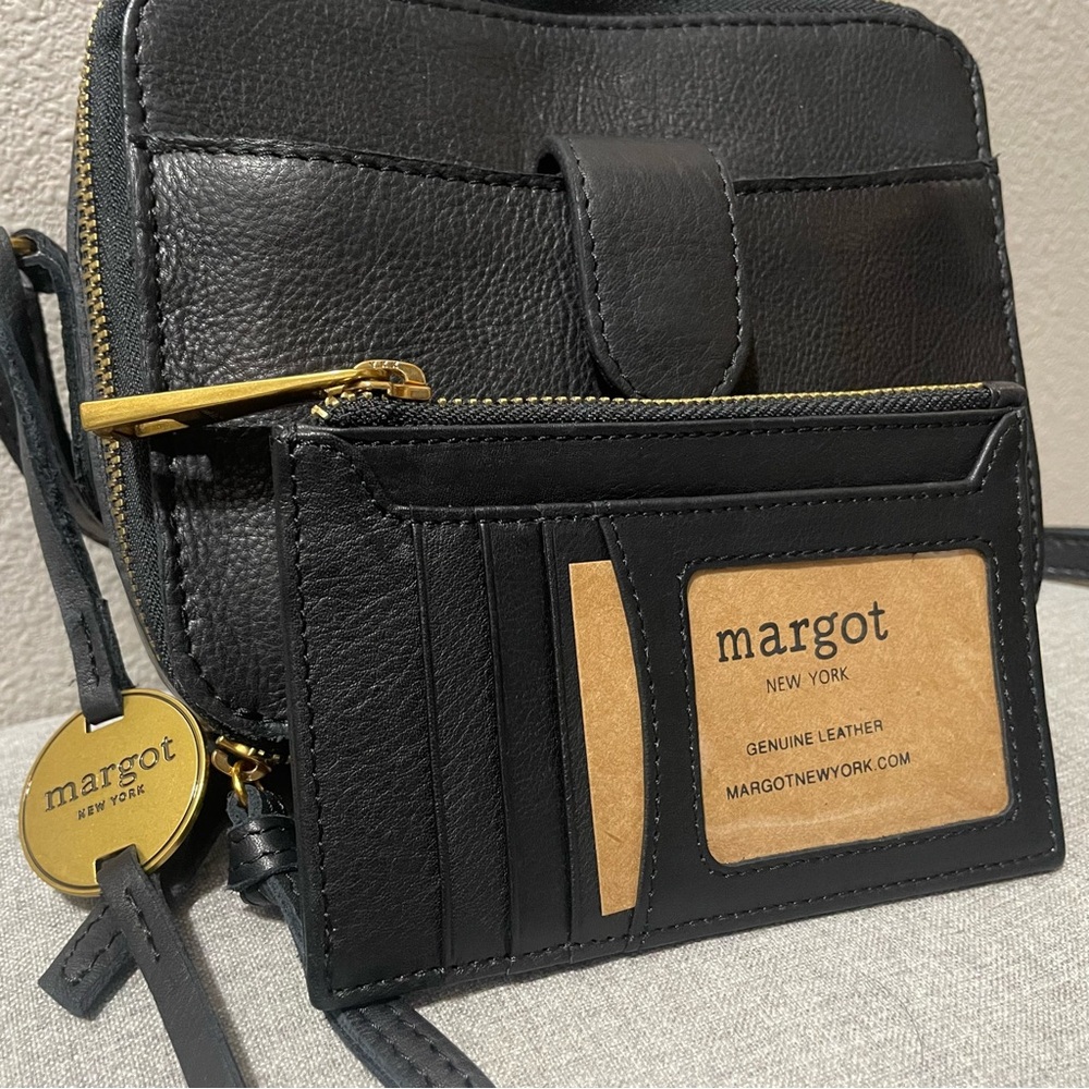 Margot Elena Genuine Leather Black Crossbody Bag - Picture 3 of 9